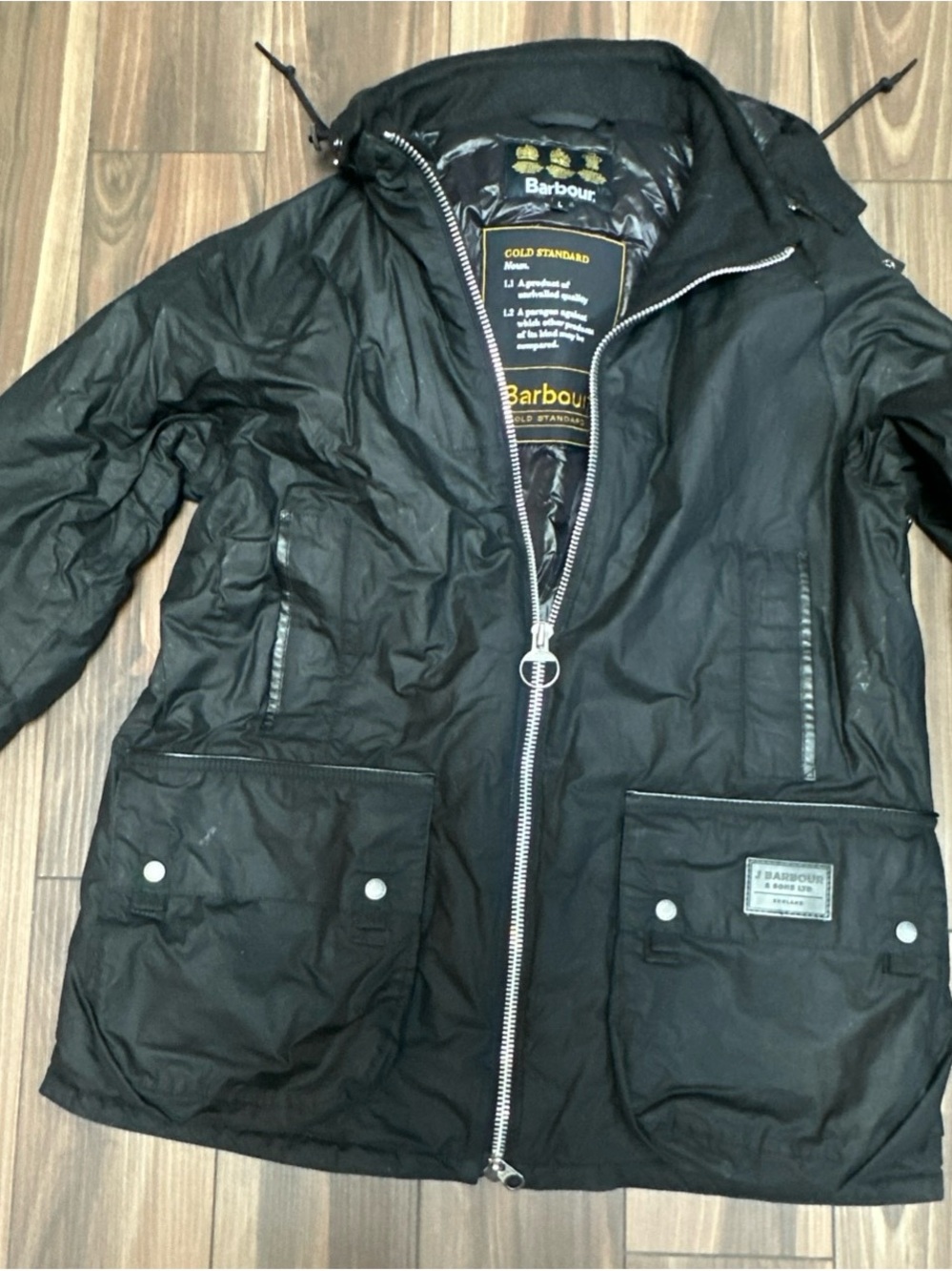 Barbour Gold Standard Scalpay Hunting Wax Jacket Black Size - L